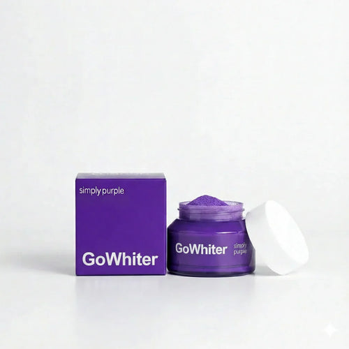 Poudre de blanchiment dentaire violette GoWhiter anti-taches café et tabac.